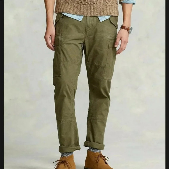 Polo Ralph Lauren Military Green Utility Cotton Cargo Pants 44B x 30 Classic Fit - Picture 1 of 9